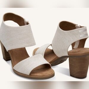 TOM'S Women Majorca Cutout Natural Heeled Sandal Size 11 NWT